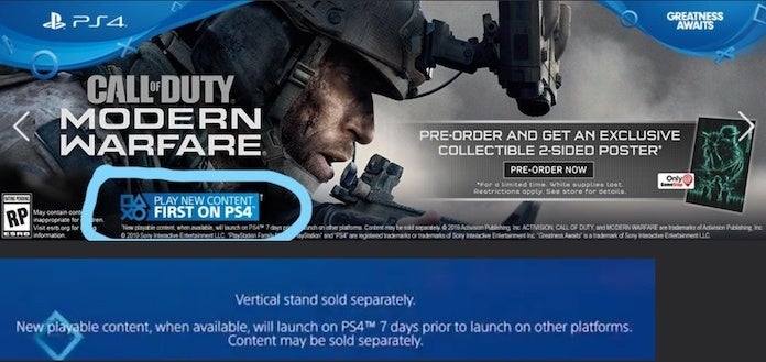 Call of Duty Modern Warfare conteúdo pós-lançamento primeiro no PS4