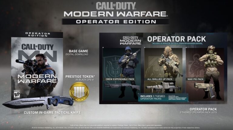 Call of Duty Modern Warfare edições especiais pré-venda