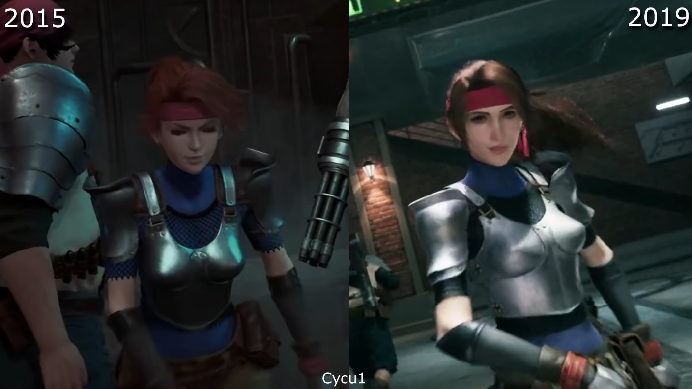 Final Fantasy VII Remake modelo 2015 e 2019 jessie