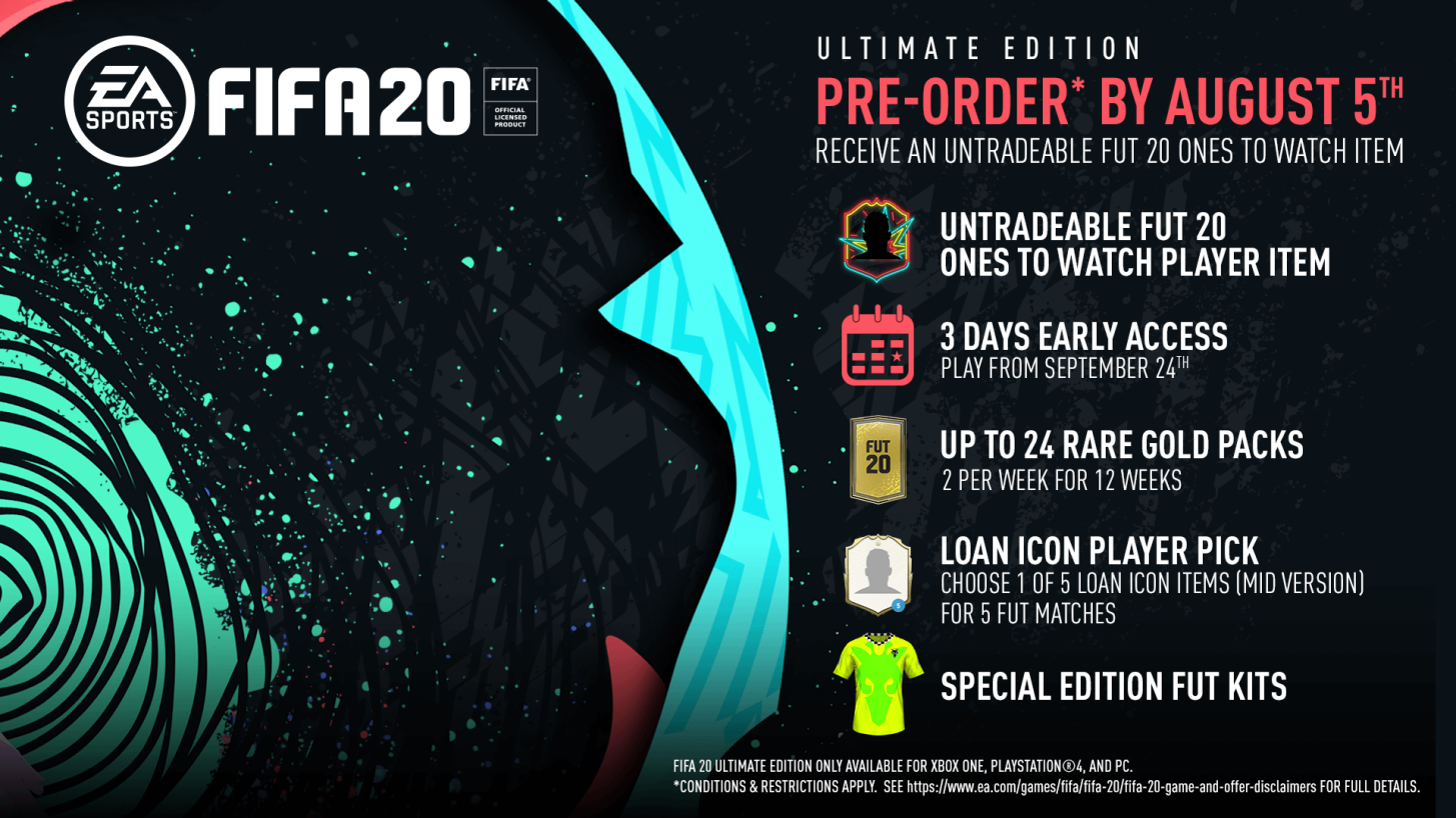 FIFA 20 bônus de pré-venda e edições especiais ultimate edition