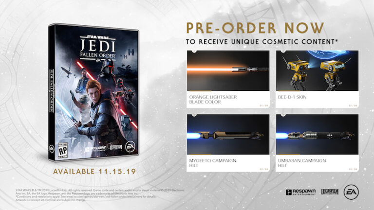 Star Wars Jedi Fallen Order edições especiais bônus de pré-venda
