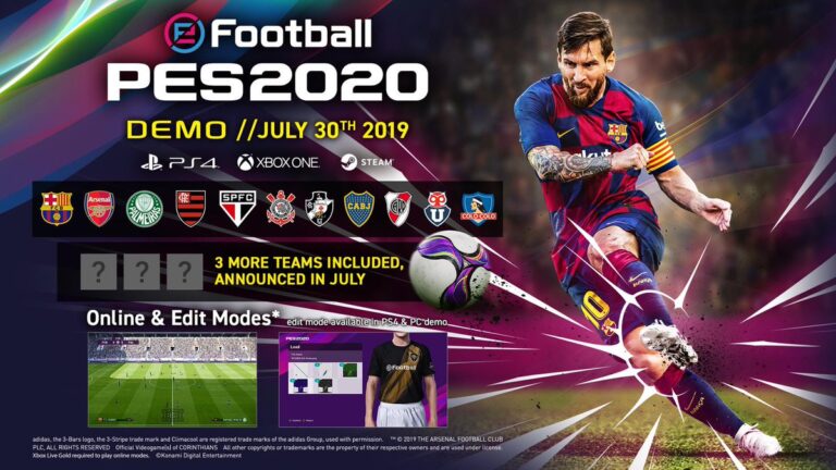 eFootball PES 2020 terá demo em 30 de julho com cinco times brasileiros