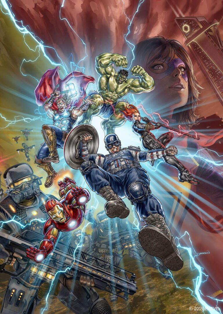 Nova arte de Marvel's Avengers mostra toda a equipe em ação