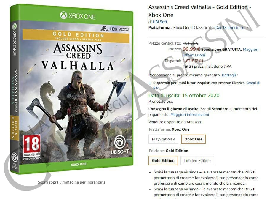 Assassin’s Creed Valhalla pode ser lançado em 15 de Outubro, segundo a Amazon