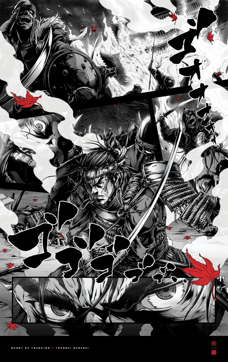 Mangaká de Afro Samurai produz lindas artes de Ghost of Tsushima