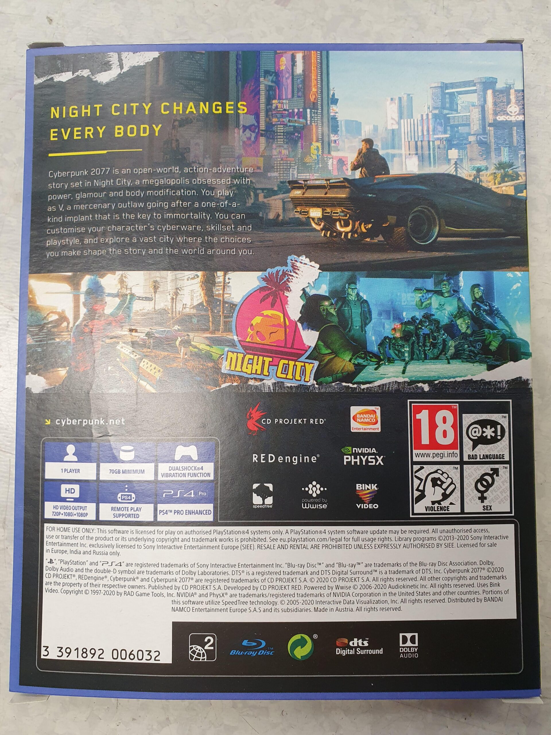 cyberpunk 2077 dois discos espaço 70 gb