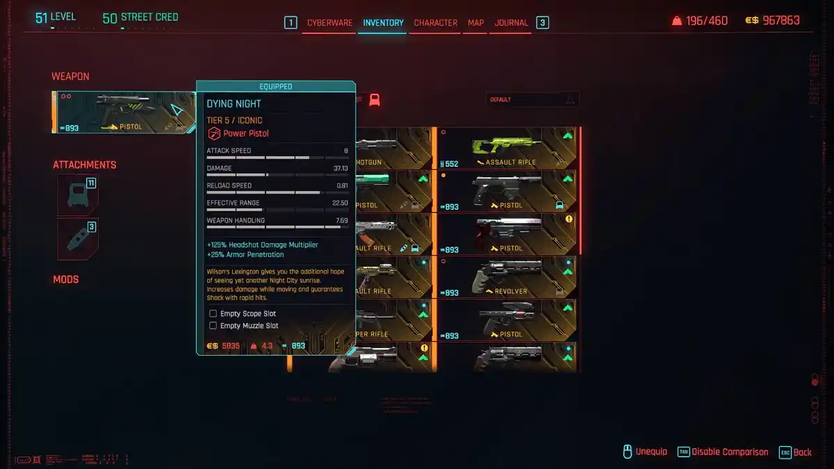 A Noite Moribunda (Dying Night) — Pistola de Potência arma cyberpunk 2077 A Noite Moribunda (Dying Night) — Pistola de Potência arma cyberpunk 2077