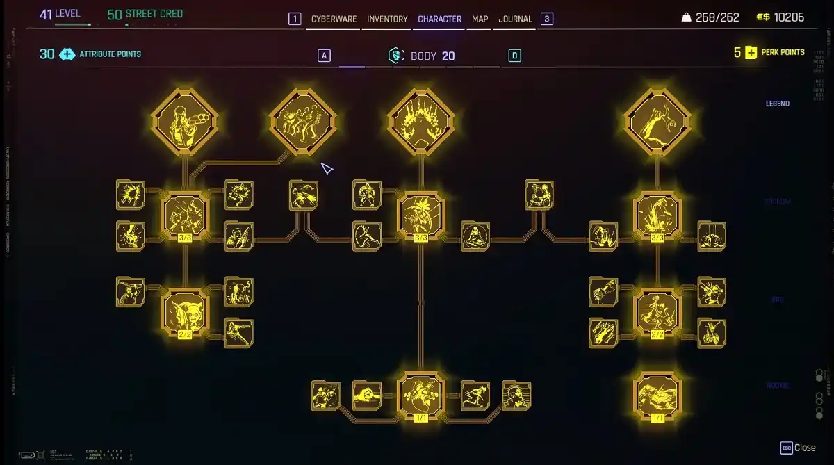Todas as vantagens de Corpo cyberpunk 2077 Todas as vantagens de Corpo cyberpunk 2077
