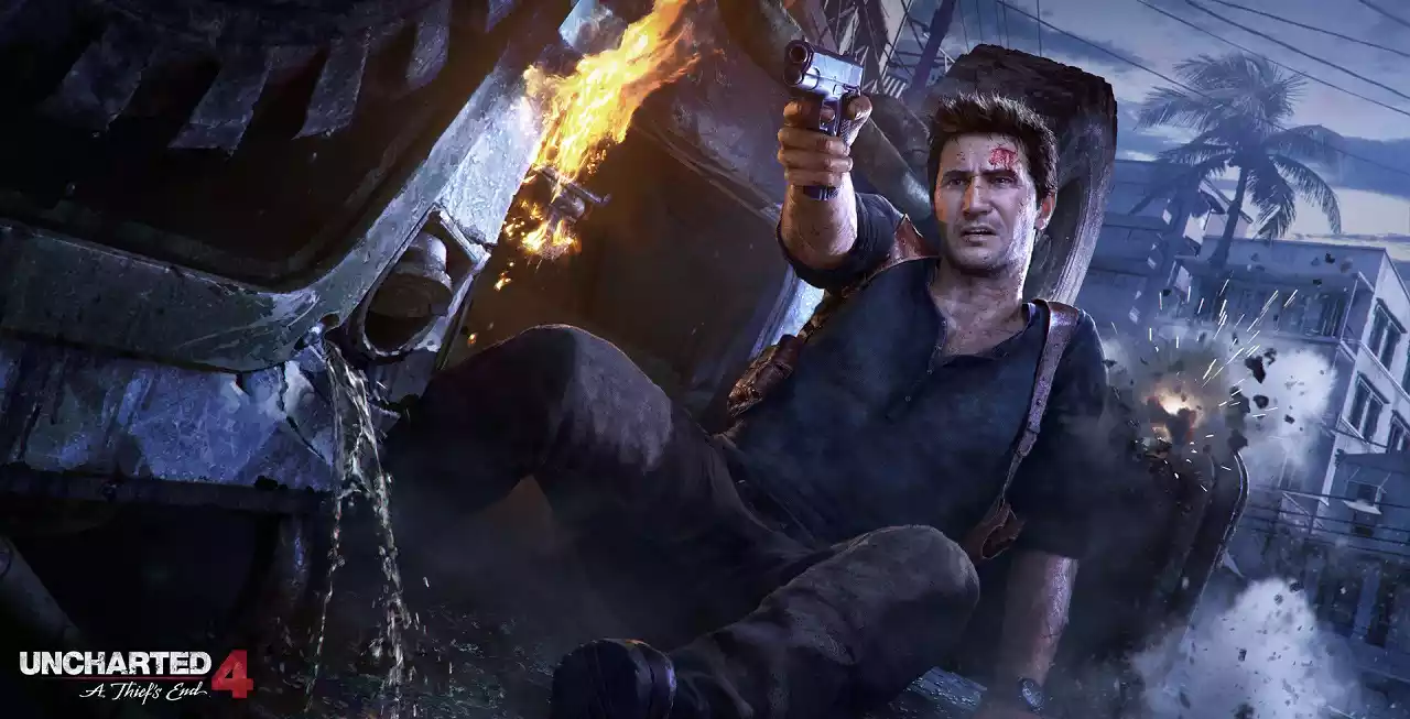 Uncharted 4 Drake Apontando Arma