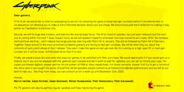 cd projekt red desculpas cyberpunk 2077