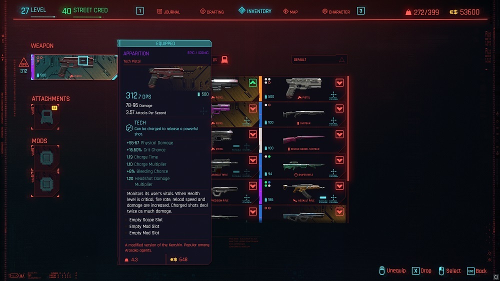 cyberpunk 2077 melhores armas