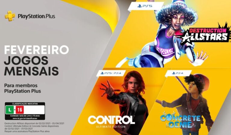 PS Plus 2021: Fevereiro virá com Destruction AllStars, Control: Edição Ultimate e Concrete Genie