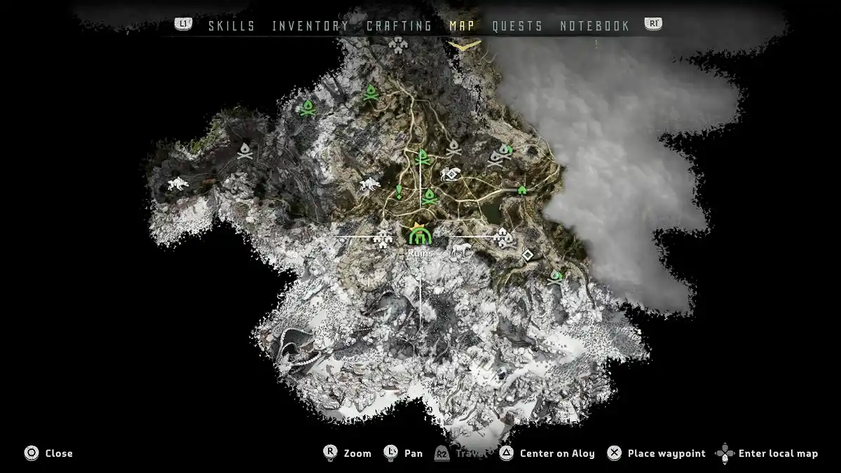 Bateria 1 — Ruínas da infância de Aloy mapa Bateria 1 — Ruínas da infância de Aloy mapa