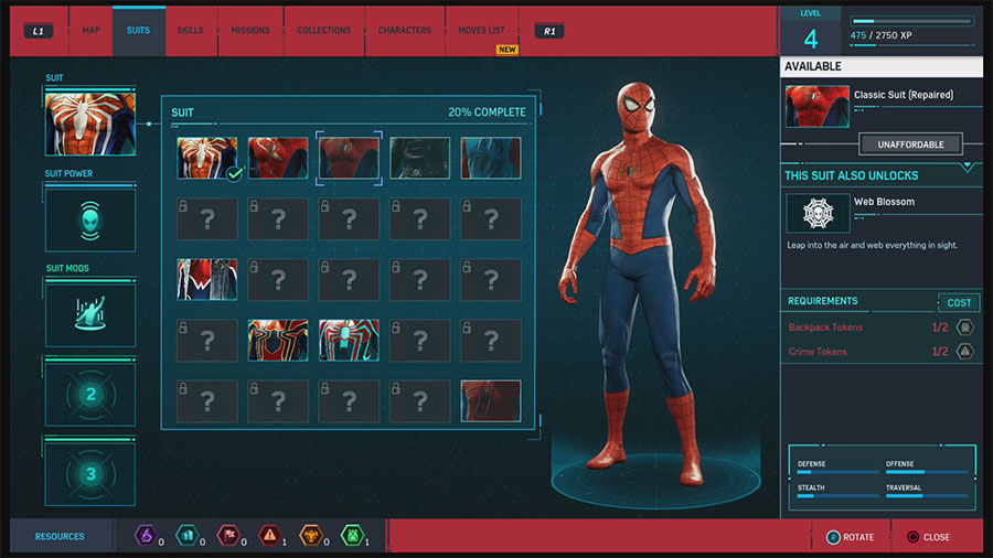 marvel's spider-man todos trajes