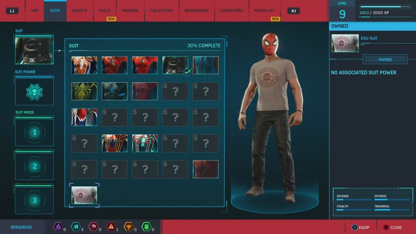 marvel's spider-man todos trajes