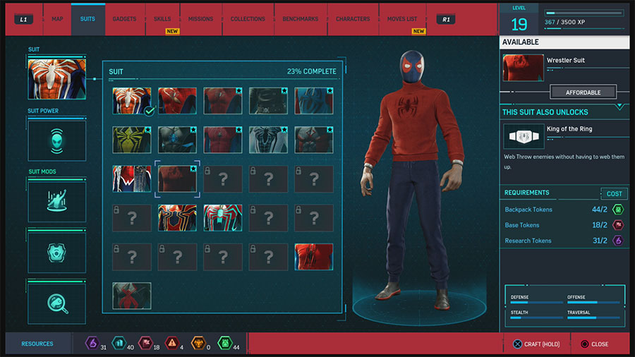 marvel's spider-man todos trajes