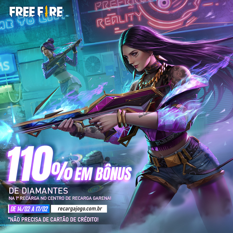 Recarga Jogo Free Fire: duração do bônus de 110% em abril