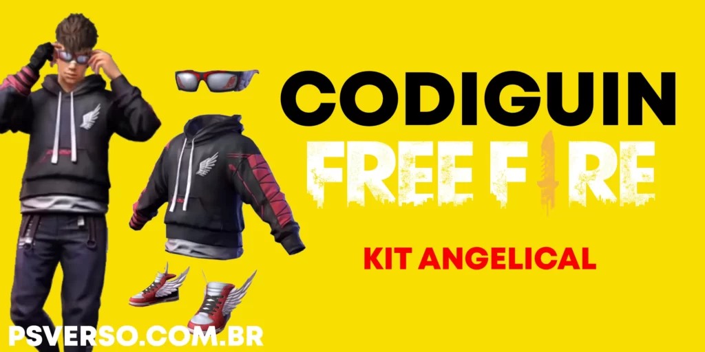 Resgate CODIGUIN FF Códigos do Free Fire do Kit Angelical (Óculos, Moletom e Tênis) para resgatar no Garena Rewards