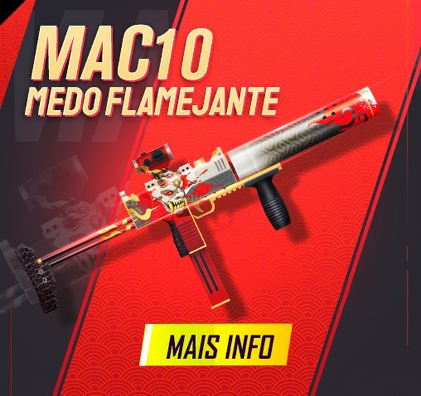 Arma Royale Free Fire MAC10 Medo Flamejante chega em 26 de maio