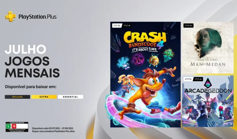 PS Plus 2022: Julho virá com Crash Bandicoot 4: It’s About Time, The Dark Pictures Anthology: Man of Medan e Arcadegeddon