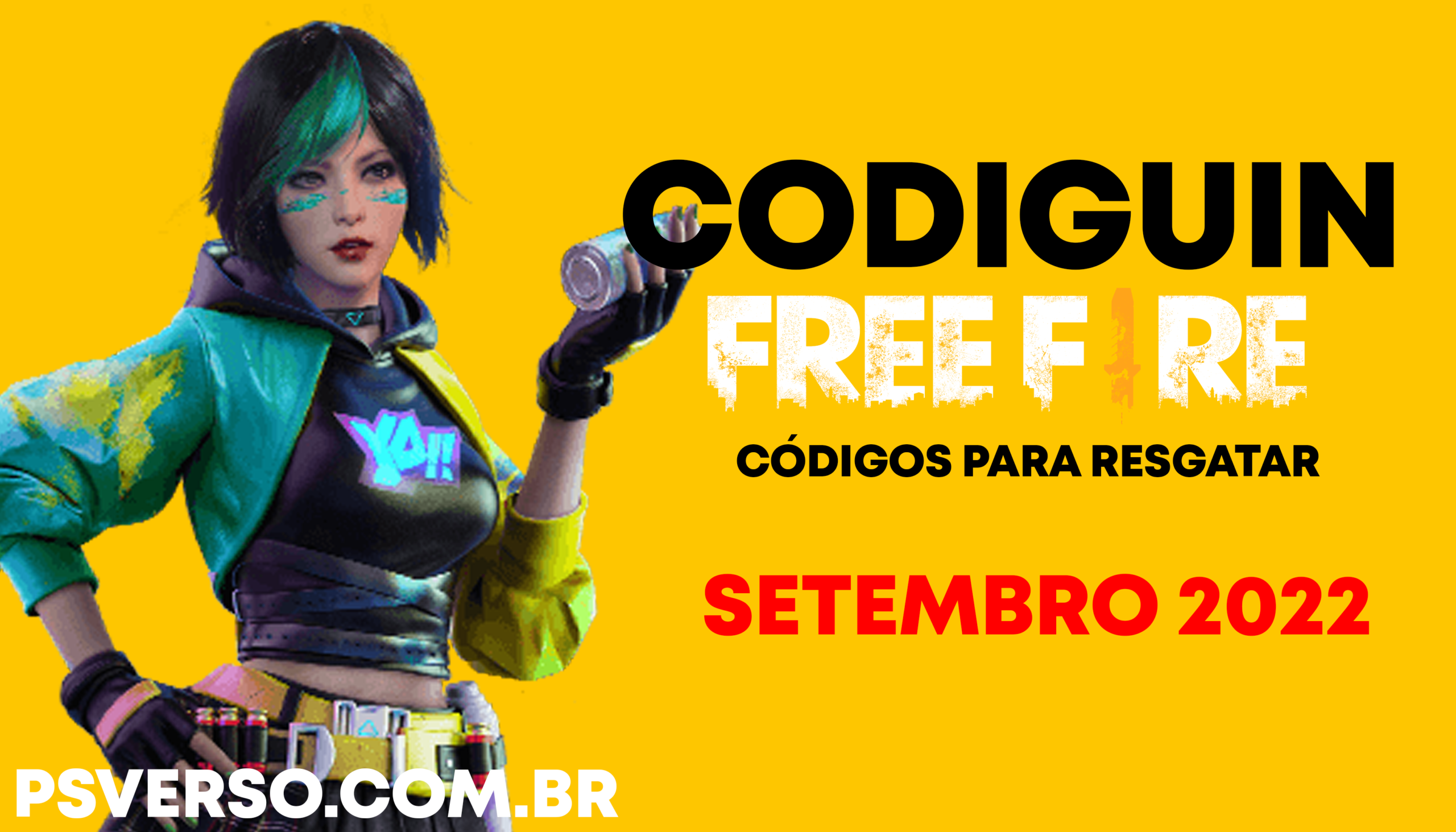 CODIGUIN FF 2022: Códigos Free Fire hoje 14 de Setembro Rewards FF - PS  Verso