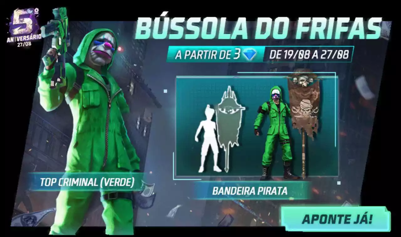 Conjunto Top Criminal Verde e Bandeirão Pirata Como Pegar e mais Conjunto Top Criminal Verde e Bandeirão Pirata Como Pegar e mais