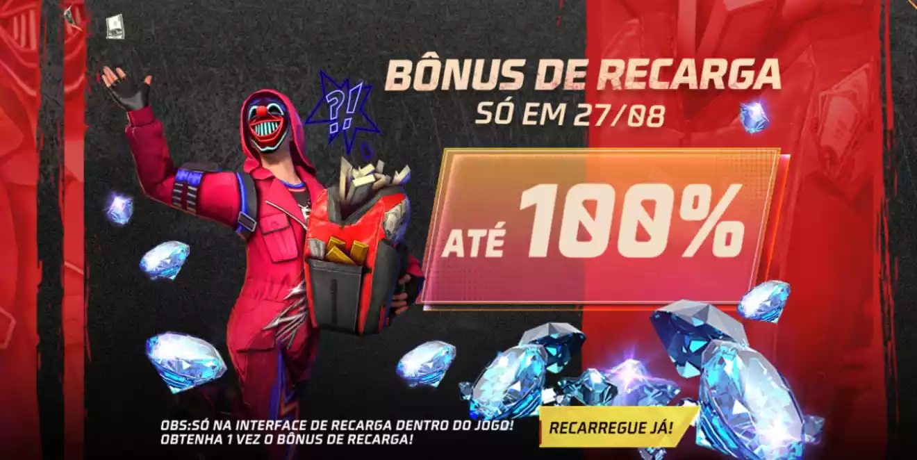 Free Fire: evento recarga cumulativa traz 100% dos diamantes de