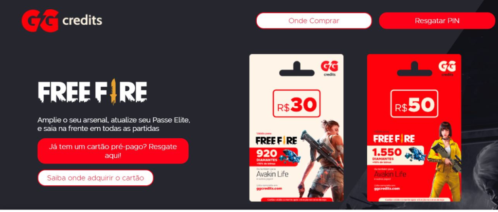 Diamantes Garena Freefire 310 + 62 Bonus Cartão Presente - Venger Games