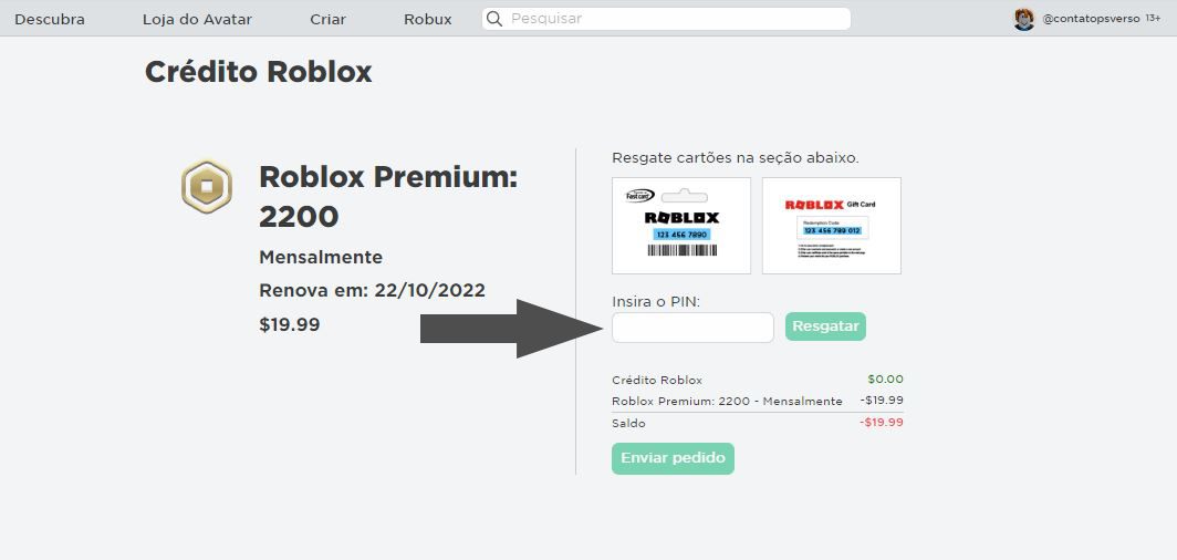 Como resgatar Gift Card Roblox e usar Robux - PS Verso