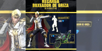 Evento de Recarga Free Fire Skin de Moto Guadalupe e o Emote Boxeador de Griza (24092022)