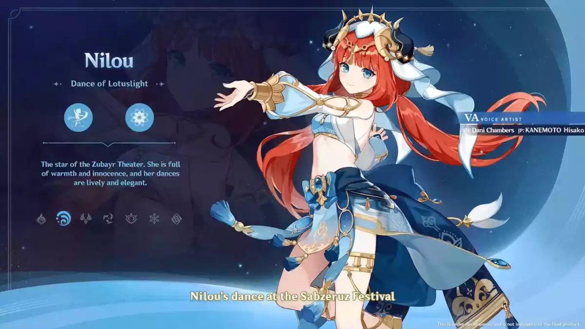 Nilou de Genshin Impact Habilidade Elemental Explosão Constelações Explicadas