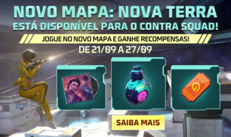 free fire jogue mapa nova terra contra squad itens gratis