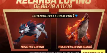 Evento de Recarga Free Fire Novo Pet Lupino e Traje Lupino-Guará (08102022)