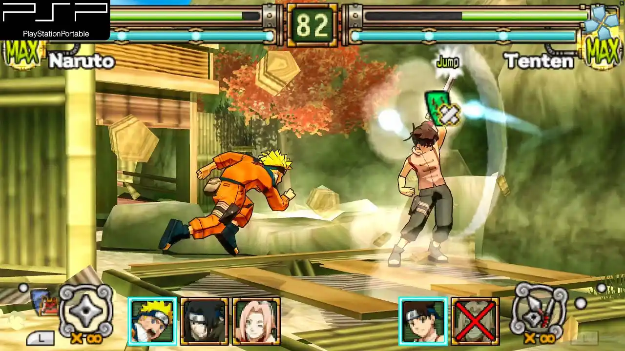 Naruto Ultimate Ninja Heroes (PSP) lutando gameplay Naruto Ultimate Ninja Heroes (PSP) lutando gameplay