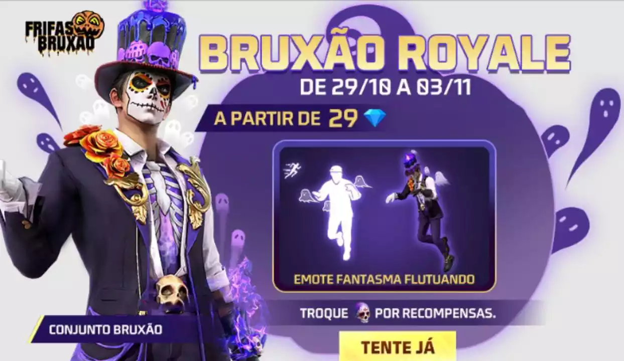 Novo Escolha Royale do Free Fire traz o emote Fantasma Flutuando