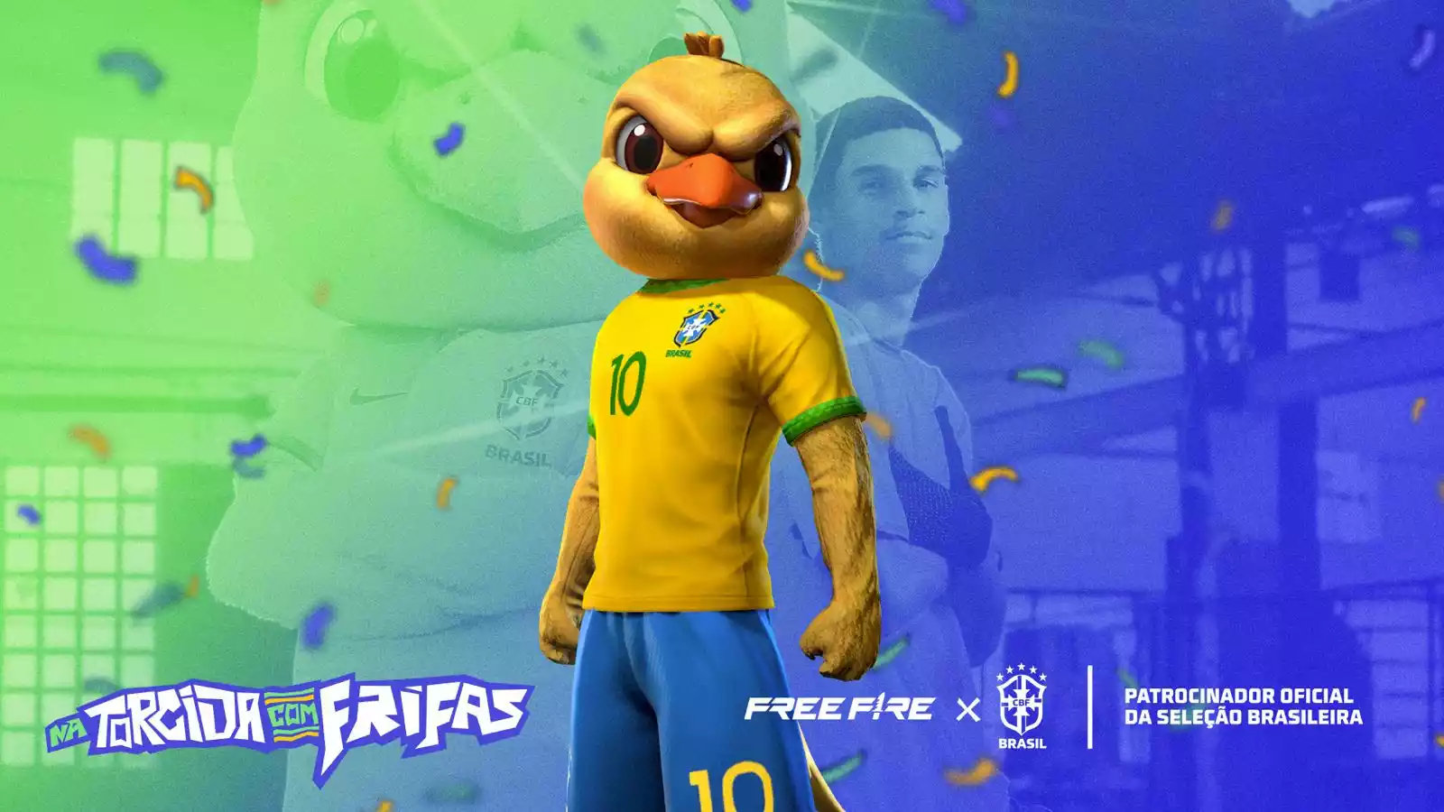 free fire camisa bermuda uniforme seleção brasileira grátis