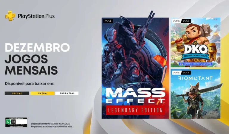 PS Plus 2022: Dezembro virá com Divine Knockout: Founder’s Edition, Mass Effect Legendary Edition e Biomutant