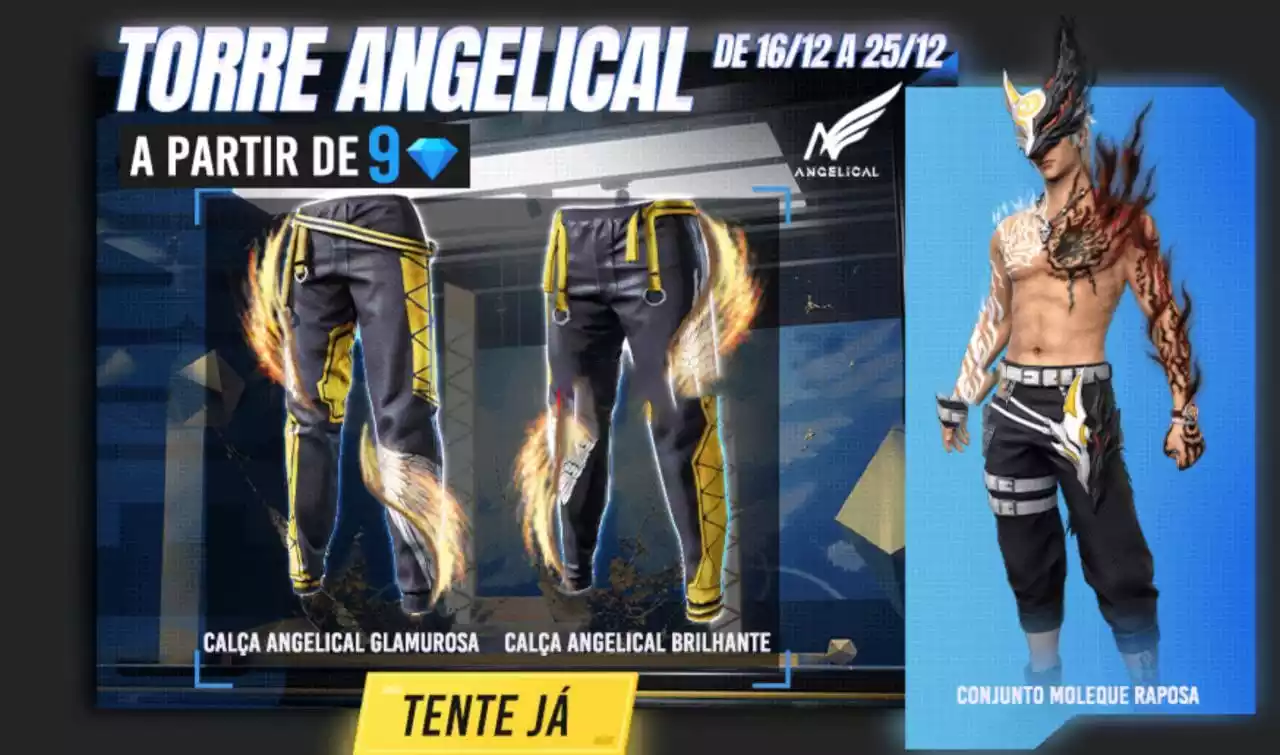 CODIGUIN FF: Código Free Fire da Calça Angelical Amarela ativos