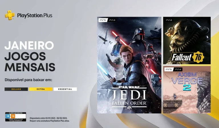 PS Plus 2023: Janeiro virá com Star Wars Jedi: Fallen Order, Fallout 76 e Axiom Verge 2