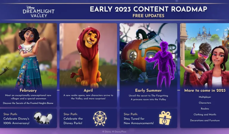 Disney Dreamlight Valley divulga roteiro de conteúdo do início de 2023 (Mirabel, Olaf e o reino de O Rei Leão)