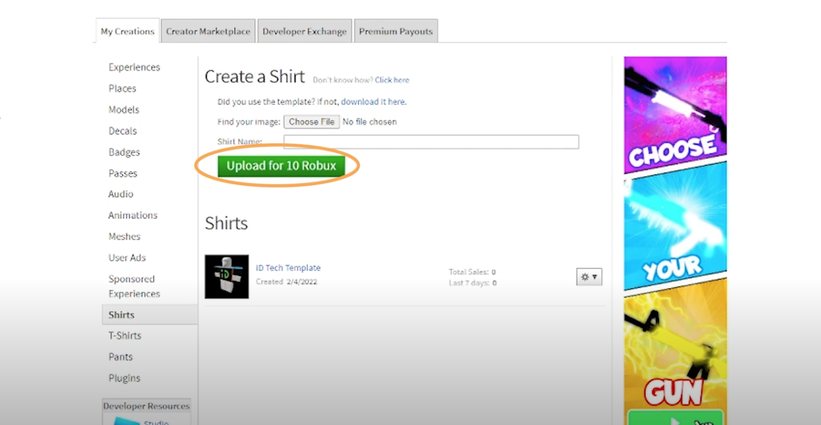 criar shirt roblox