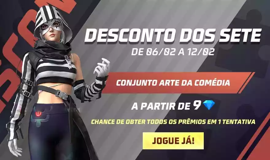 Desconto dos Sete Free Fire Conjunto Arte da Comédia
