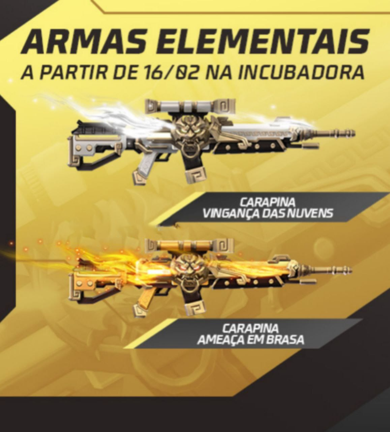Incubadora Free Fire Carapina Armas Elementais Fevereiro 2023