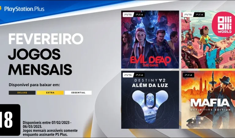 PS Plus 2023: Fevereiro virá com Evil Dead: The Game, OlliOlli World, Mafia: Definitive Edition e Destiny 2: Queda da Luz