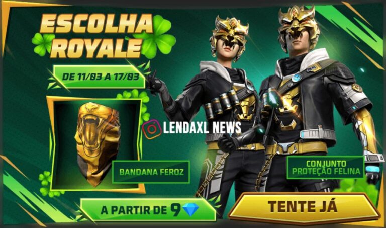 Escolha Royale Free Fire Como Conseguir o Conjunto Proteção Felina e Bandana Feroz