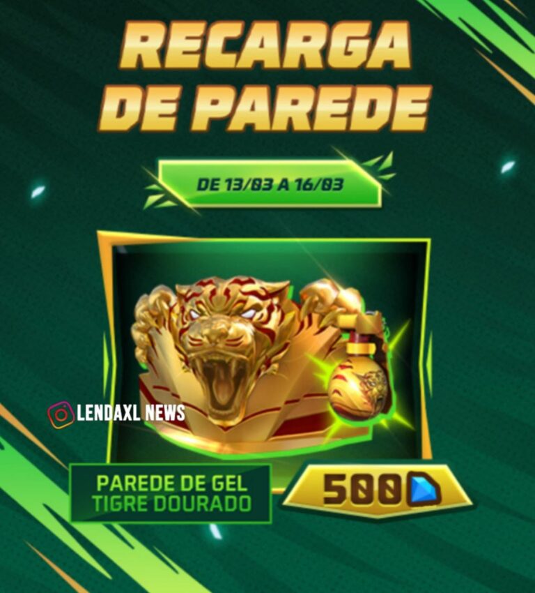 Evento de Recarga Free Fire Parede de Gel Tigre Dourado