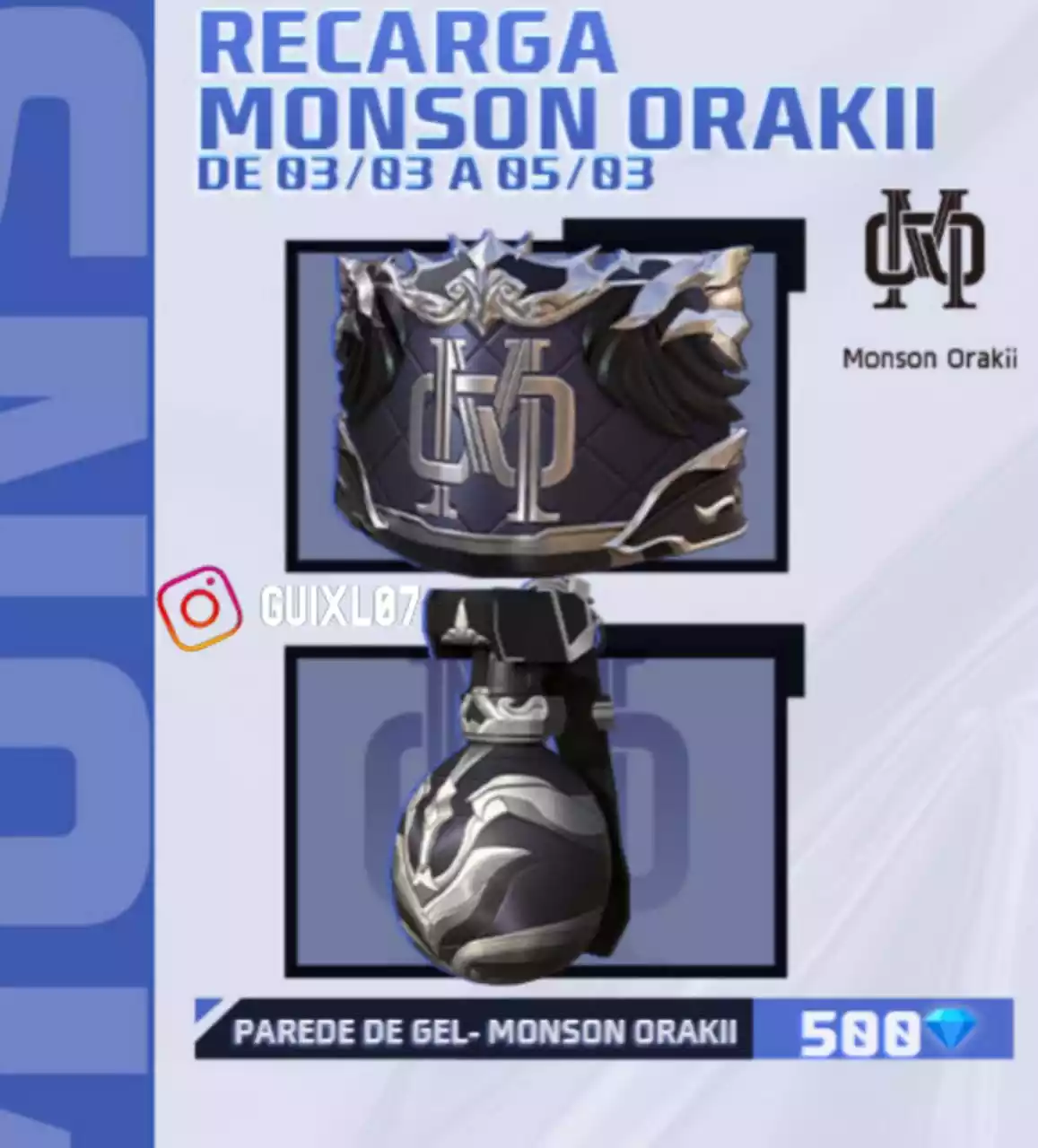 Recarga Free Fire Granada e Parede de Gel Monson Orakii