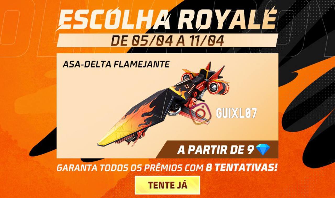 Escolha Royale Free Fire Como Conseguir a Asa-Delta Flamejante