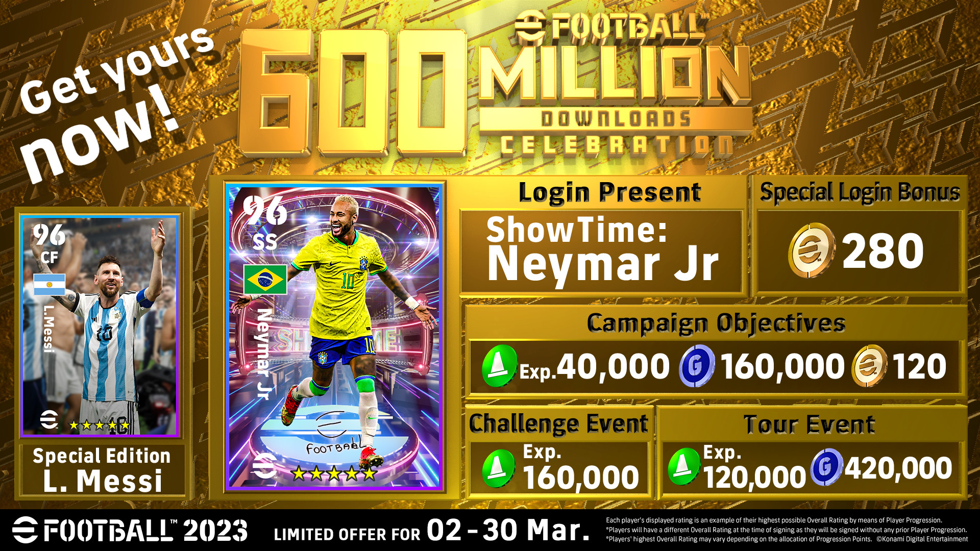 efootball 2023 600 milhões downloads recompensas gratuitas