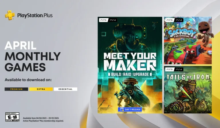 PS Plus 2023: Abril virá com Meet Your Maker, Sackboy: Uma Grande Aventura e Tails of Iron